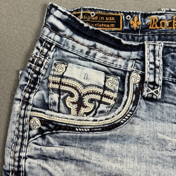 Rock Revival Dane Straight Jeans Mens 30x31 Stretch Denim Studded Rodeo Cowboy - Picture 4 of 10